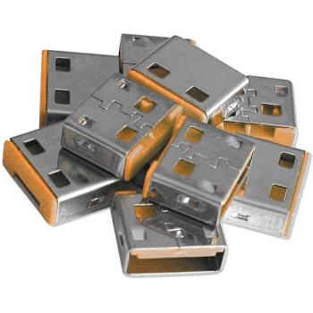LINDY 40463 - Pack de 10 Bloqueadores de Puertos USB Tipo A, Color Naranja, Sin Llave