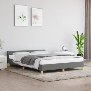 Tumbona sin colchón gris oscuro 140x190 cm Tejido vidaXL Estructura de cama con cabecero de tela gris oscuro 140x190 cm