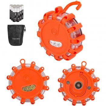 Coquimbo 3 Pack LED Road Flare Luz Intermitente de Advertencia de Emergencia con base magnética para cualquier vehículo