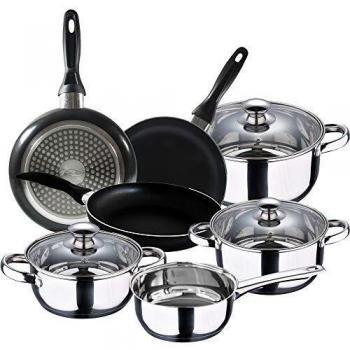 San Ignacio Faro Batería de Cocina 7 Piezas y Set de 3 Sartenes Ø16/Ø20/Ø24 cm, Aluminio Prensado, Antiadherente, Apto para