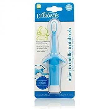 Dr. Brown's Baby Toothbrush - Blue, Soft bristles, Ergonomic handle, BPA-free, Suitable for infants and toddlers