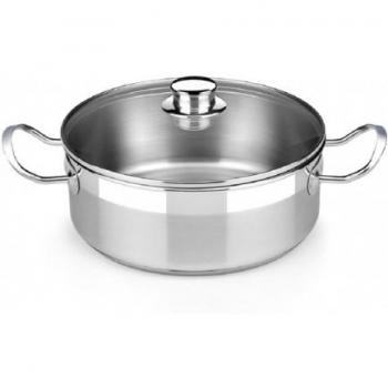 BRA - Cacerola de Acero Inoxidable 18/10 y Tapa de Cristal Profesional