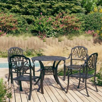 5-Piece Black Cast Aluminum Bistro Set