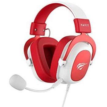 Auriculares Gaming Havit HV-H2002d Alámbricos Diadema Rojo y Blanco con Micrófono y Altavoces de 53 mm, Compatible con Xbox One y PS4