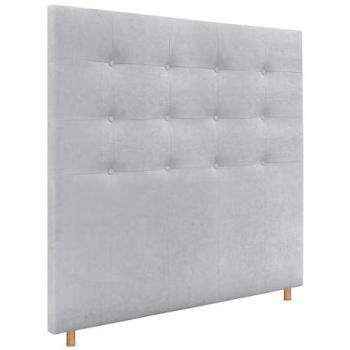Cabecero Capitoné hasta el Suelo 145x120cm Tapizado en Tela y Polipiel Aqualine Gris Perla para Cama Dormitorio