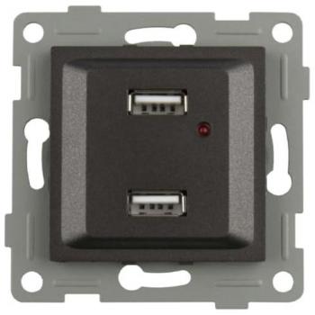 Onlex Doble USB 16A 250V Empotrable Grafito