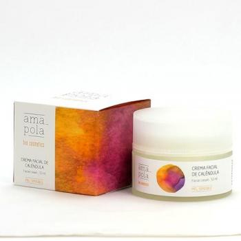 Crema Facial de Caléndula 50 ml - Amapola Bio·Cosmetics, para pieles secas y sensibles, hidratación y reparación, fórmula ecológica, natural y vegana