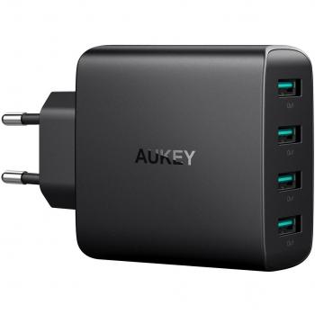 AUKEY Cargador de Pared con 4 Puertos 40W con Tecnología AiPower Cargador USB para iPad Air / Pro, iPhone X / 8 / 8 Plus, Samsung, HTC, LG, Tabletas y más
