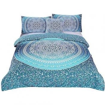 sleepwish 4 pcs matrices de cristal de Bohemia lujo Boho ropa de cama ropa de cama colcha colcha Mandala Hippie Juego de funda de edredón doble King size, algodón, matrimonio