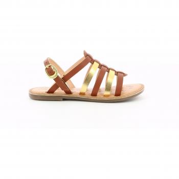 Kickers Dixon Girls' Leather Sandals in Camel