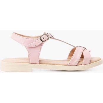 Sandalias de niña con tira central trenzada de piel suave
