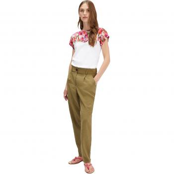 Motivi - Pantalón Zanahoria Mixto Modal con Apertura Frontal y Bolsillos Halter