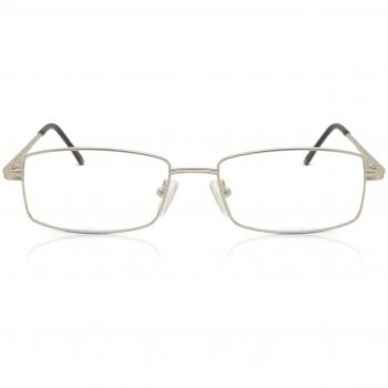 Gafas Recetadas para Hombre - Montura Completa Rectangular Metálica Plateada - Gafas Anti-Azules - SmartBuy Collection
