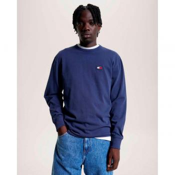 Tommy Hilfiger Classic Crew Neck Long Sleeve Tee - S, Male, Blue, Cotton Long Sleeve Logo Tee