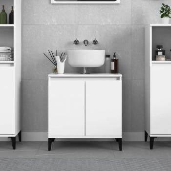 Gabinete blanco brillante 58x33x60 cm madera contrachapada