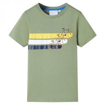 Camiseta Infantil de Manga Corta Caqui Claro 128