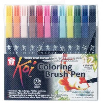 Sakura Koi Coloring Brush Pen Set, 12 Colores Surtidos, Estuche de Rotuladores con Punta Pincel Acuarelables