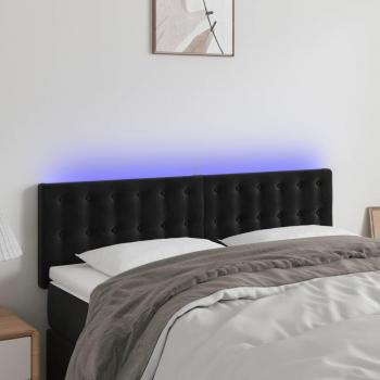 Cabecero LED de Terciopelo Negro 144x5x78/88 cm