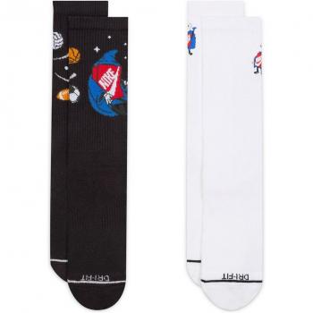 Pack de 2 pares de calcetines Everyday Plus Nike, Unisex, Cushioned Crew, Color Blanco, Talla 42-46
