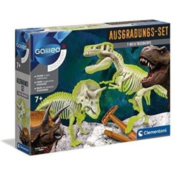 Clementoni 69408.2 - Galileo - Dig T-Rex y Triceratops Fluorescente Experimentierkaesten