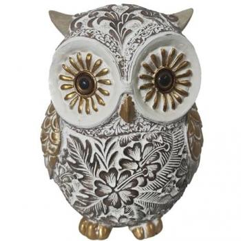 Figura de Búho Étnico Gris 15x10x9cm - Decoración Hogar Signes Grimalt