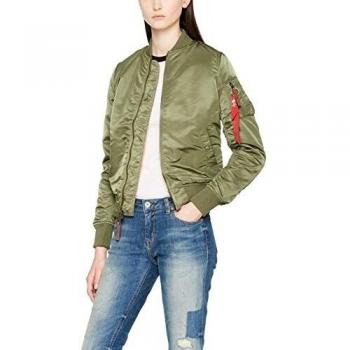 Alpha Industries Women's MA-1 VF 59 Bomber Jacket - Vintage Fit, Green, 100% Polyamide