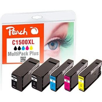 Pack Ahorro Plus de Tintas Compatible con Canon PGI-1500XL, 9182B004 (5 Cartuchos XL: 2 Negro, Cian, Magenta, Amarillo)