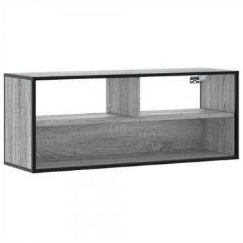 Mueble de TV madera y metal roble ahumado 100x31x39,5 cm, Soporte para TV, Armario Consola de TV, Muebles de Dormitorio, Mueble Multimedia