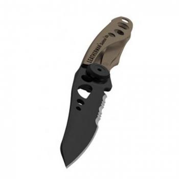 Leatherman Navaja Skeletool KBx - Herramienta multiusos de supervivencia con hoja combinada de acero inoxidable 420HC y clip extraíble