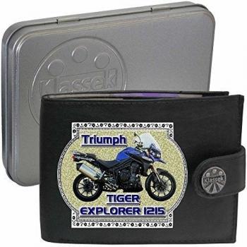 TRIUMPH TIGER EXPLORER 1215 Motocicleta Accesorio Regalo Klassek Billetera Cartera para hombre de cuero auténtico