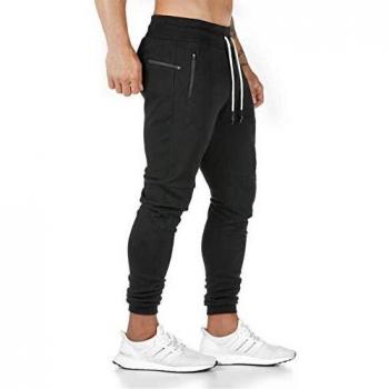 Yageshark - Pantalones de deporte para hombre, de algodón, ajustados negro S