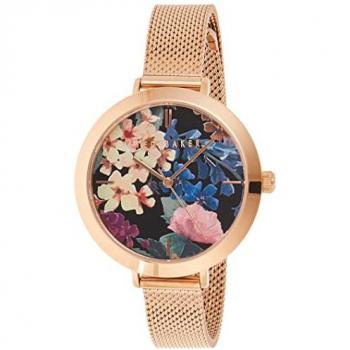 Ted Baker Women's Luxury Rose Gold Floral Stainless Steel Mesh Watch