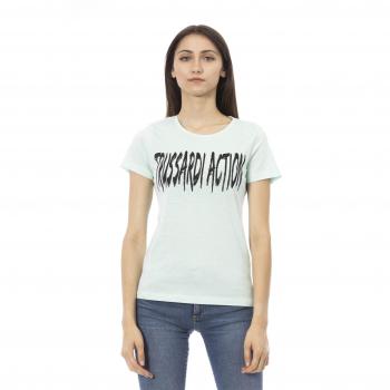 Trussardi Action Light Blue Cotton V-Neck T-Shirt - Size 2XL