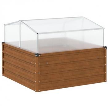 vidaXL Garden Planter with Green House Weathering Steel