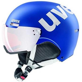 Casco Uvex HLMT 500 Visor Azul y Blanco con Lente Espejada Gris Talla 52-55