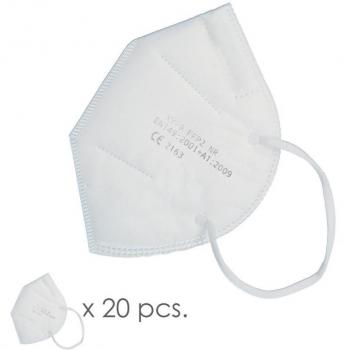 Mascarilla FFP2 Plegable Caja de 20 Unidades (10x2 Bolsas o Envasadas Individualmente)