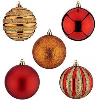 Bolas de Navidad Ø 8 cm, 30 unidades, PVC Multicolor Rojo Dorado Naranja