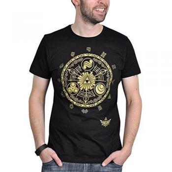 The Legend of Zelda - camiseta con el mapa de la Trifuerza - con la licencia oficial de Nintendo, algodón, negra - S