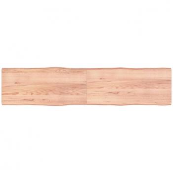 Sobremesa de Madera de Roble sin Tratar 220x50x(2-6) cm Marrón Claro con Borde Natural