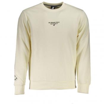 U.S. Polo Assn. Men's Classic White Crew Neck Sweatshirt - 3XL, Fleece with Trendy Print, Beige