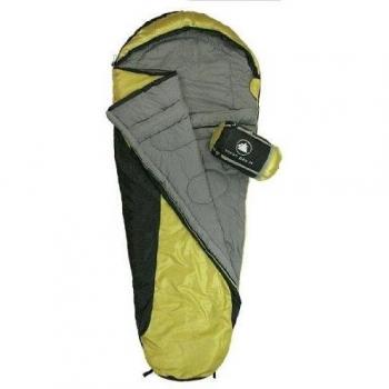 10T Outdoor Equipment Schlafsack Yukon 225m - Saco de dormir momia para acampada, color amarillo, talla 200 x 85 cm