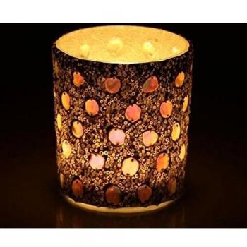 SouvNear arte del mosaico - placas de 9,3 cm sostenedor de vela candelita de vidrio / vela votiva Hot - centro decorativo de la sala / comedor / sala de fiestas / jardín - Por encima de la mesa Esenciales para el hogar y la decoración de la oficina