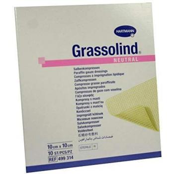 Grassolind Neutral Sterile Paraffin Compress 10cm x 10cm (Pack of 10)