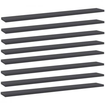 8-Pack Grey Bookshelf Boards 80x10x1.5 cm Engineered Wood