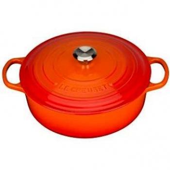 Le Creuset Signature 30 cm Gourmet Cast Iron Round Casserole in Oven Red