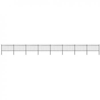 Black Steel Garden Fence with Spear Top 13.6 x 1 m