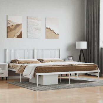 Cama redonda con cabecero de metal blanco 180x200 cm sin colchón vidaXL