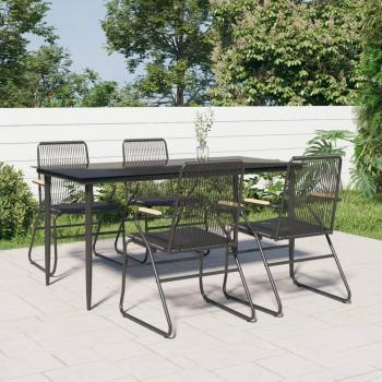 5-Piece Black PVC Rattan Garden Dining Set