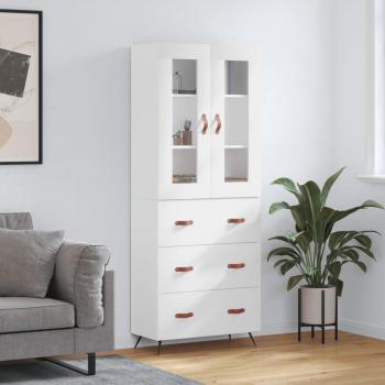 Aparador alto de madera contrachapada blanco 69,5x34x180 cm vidaXL