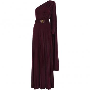 Elisabetta Franchi Women's One Shoulder Red Carpet Dress in Bordeaux | Size 38 | AB68646E2